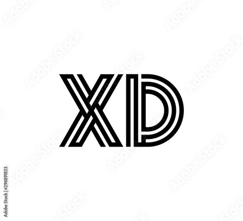 Initial two letter black line shape logo vector XD