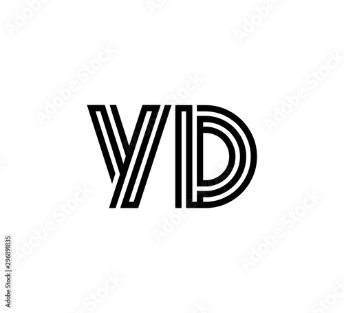 Initial two letter black line shape logo vector YD