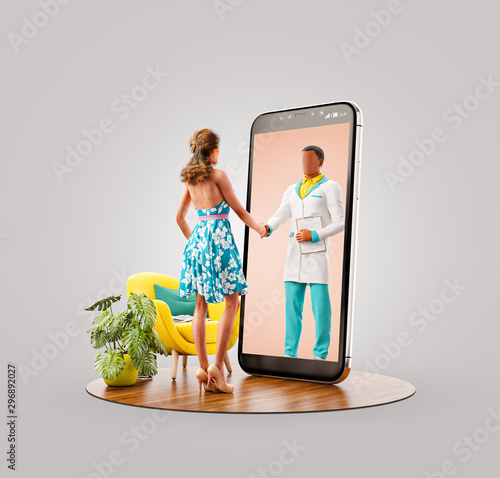 Unusual 3d illustration smart phone application