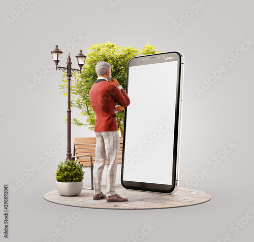 Unusual 3d illustration smart phone application