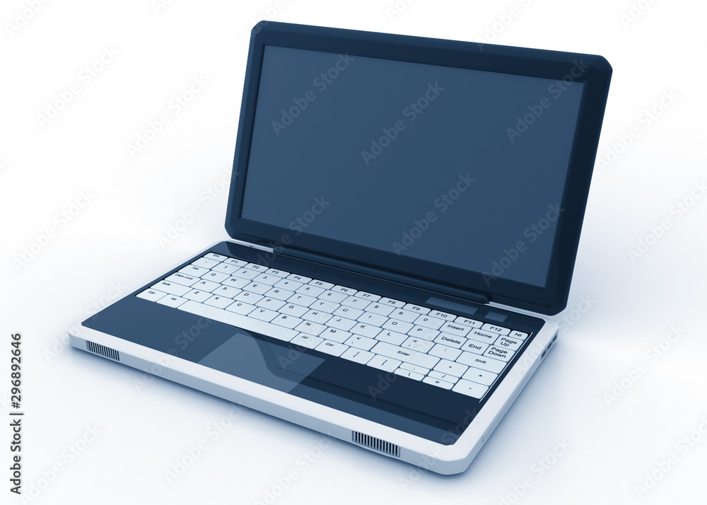 Computer laptop on white background. 3d render Computer laptop on white background. 3d render