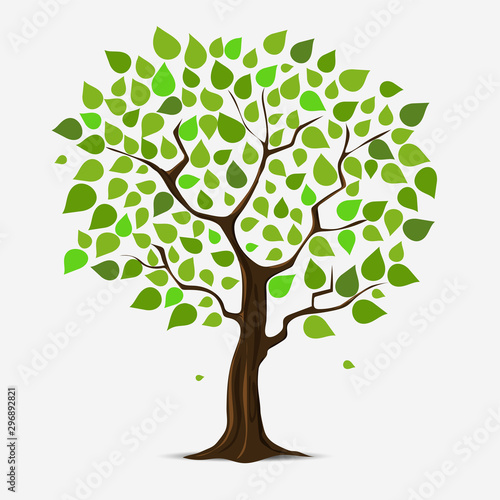 Illustration of tree with green leaves.