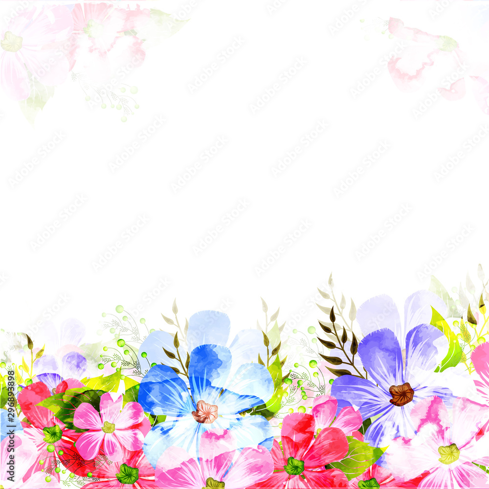 Colorful flowers decorated background.