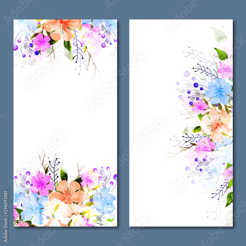 Social Media banners with colorful flowers decoration.