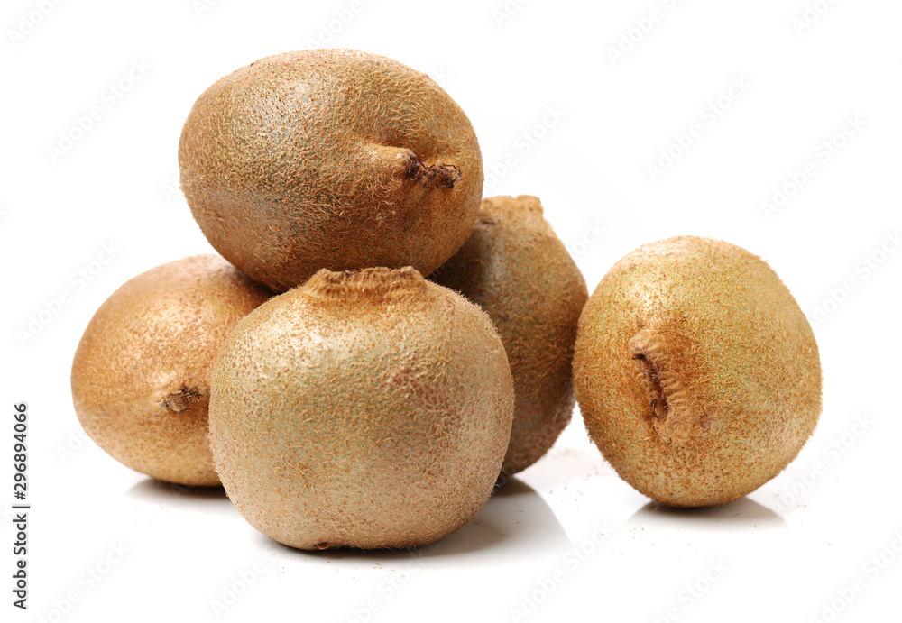 Whole kiwi fruit on white background cutout Whole kiwi fruit on white background cutout