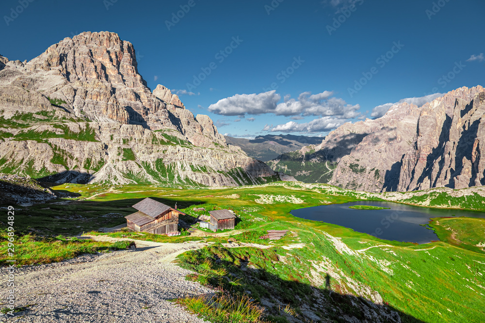 Mountain lake Laghi dei Piani near Tre Cime, Dolomites