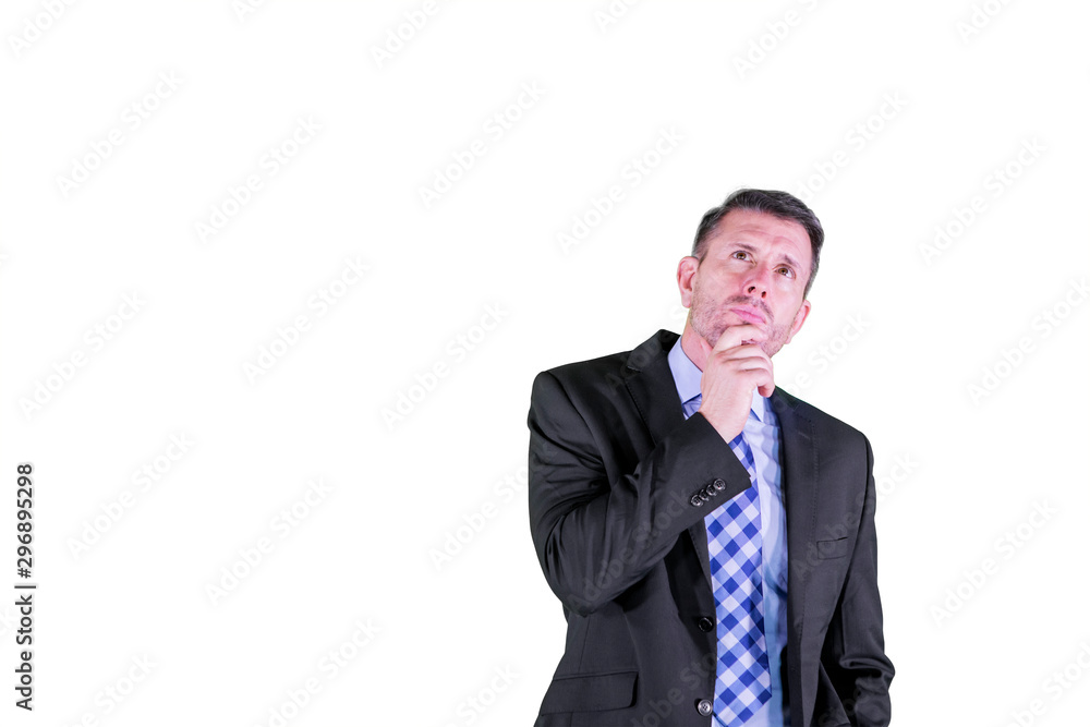 Caucasian businessman thinking an idea on studio Caucasian businessman thinking an idea on studio