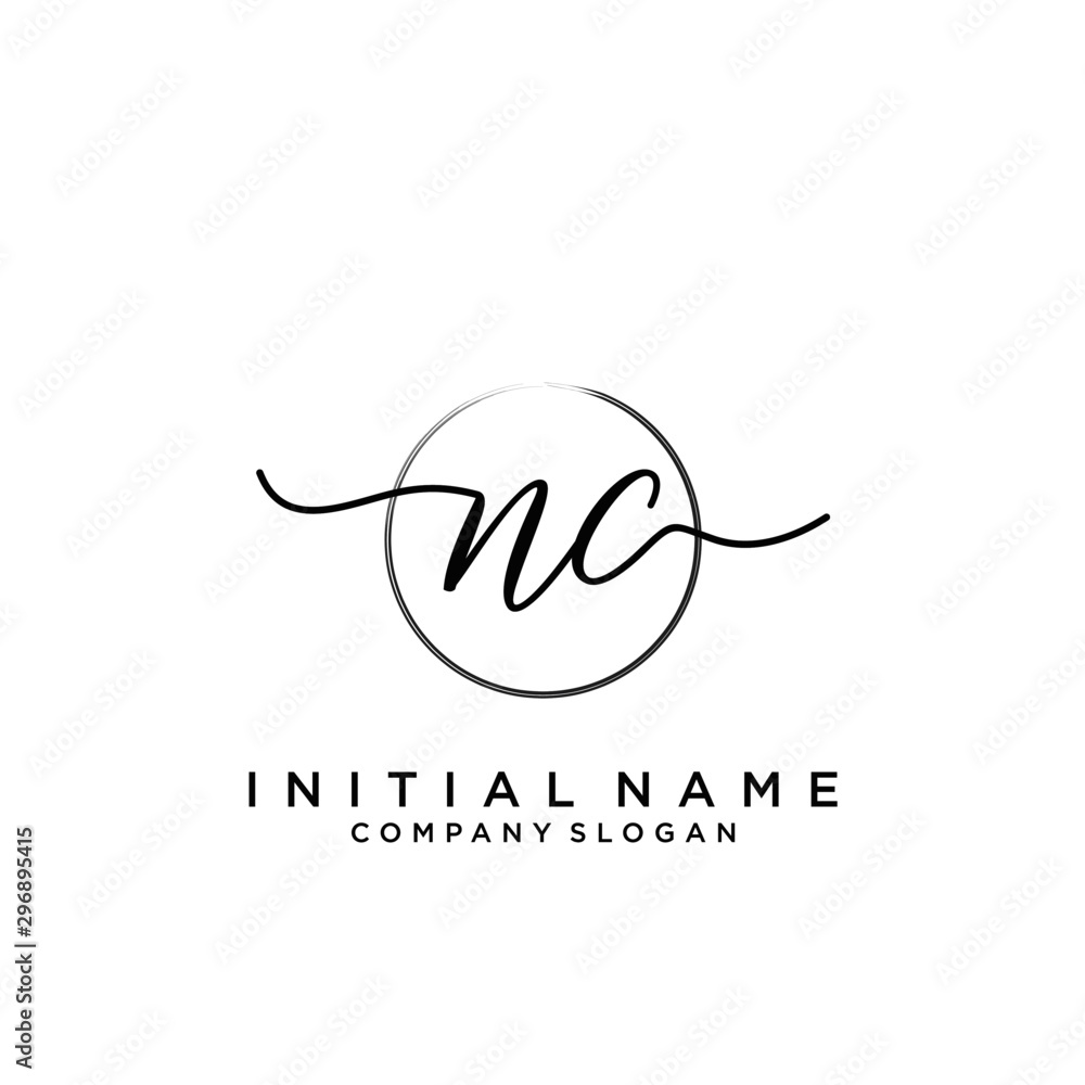 NC Initial handwriting logo with circle template NC Initial handwriting logo with circle template
