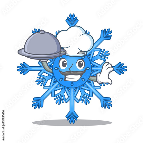 Chef with food snowflake isolated with in the mascot