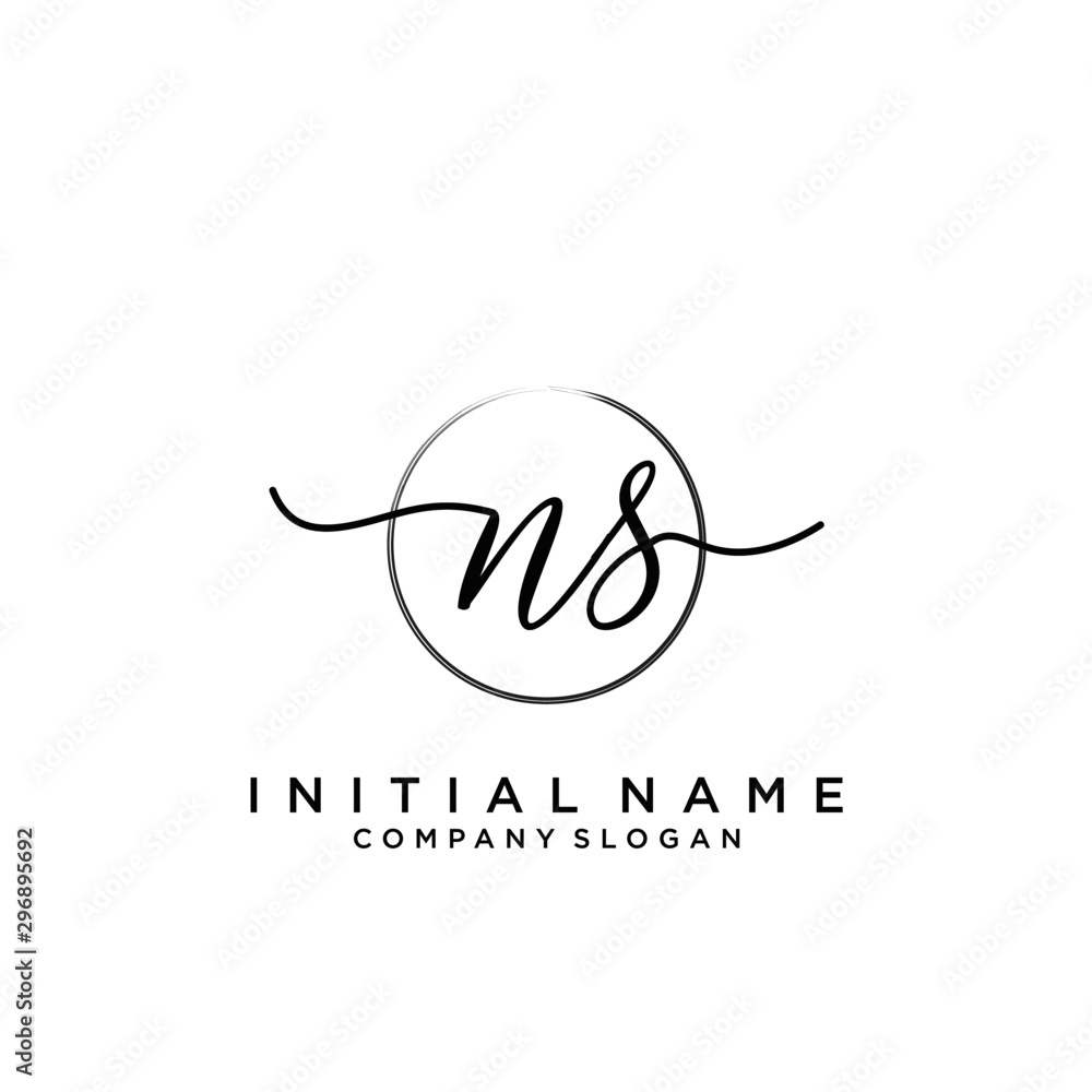 NS Initial handwriting logo with circle template NS Initial handwriting logo with circle template