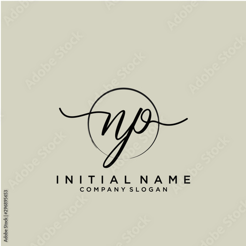 NP Initial handwriting logo with circle template