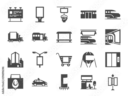 Out of home media line icon set. Included icons as advertise, outdoor advertising, marketing, outdoor media and more.