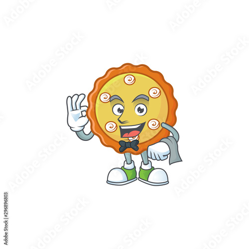 Waiter cake apple pie cartoon character shape