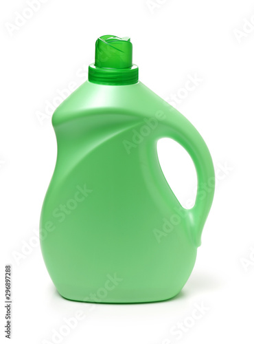 Plastic detergent container on white background