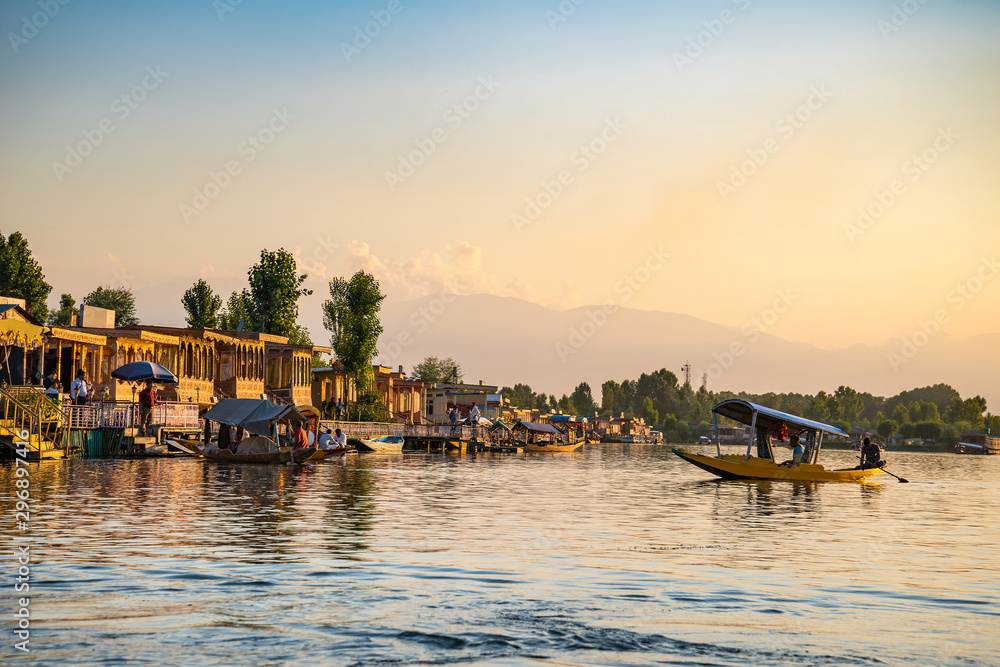 House boats on the dal lake in Srinagar (Kashmir, India)