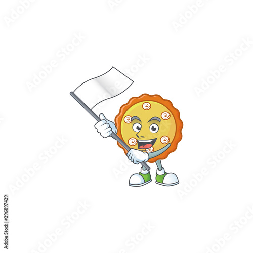 With flag apple pie cartoon character with mascot