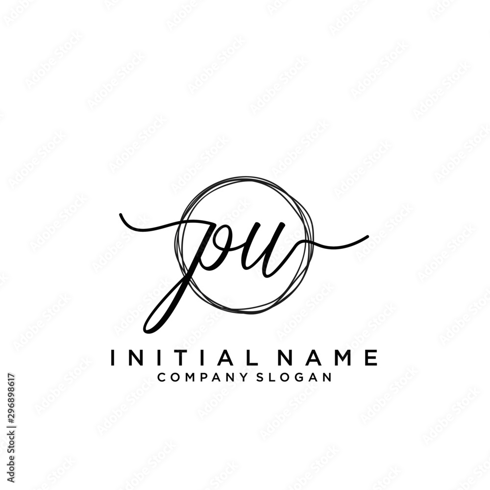 PU Initial handwriting logo with circle template PU Initial handwriting logo with circle template