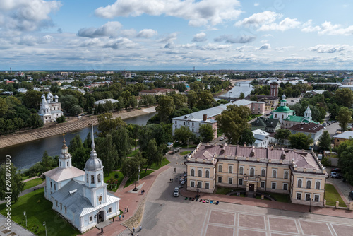 View of the city of Vologda from the observation deck of the bell tower of St. Sophia Cathedral. Vologda region, Russia. photo