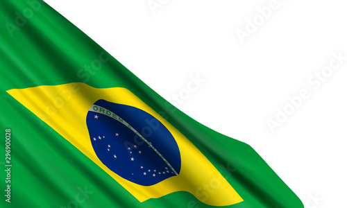 The realistic flag of Brazil isolated on a white background. Vector element for Tiradentes Day, Independence Day, Republic Day.