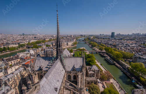 The elegant spike of Notre Dame cathedral destroyed by the fire in April 2019
