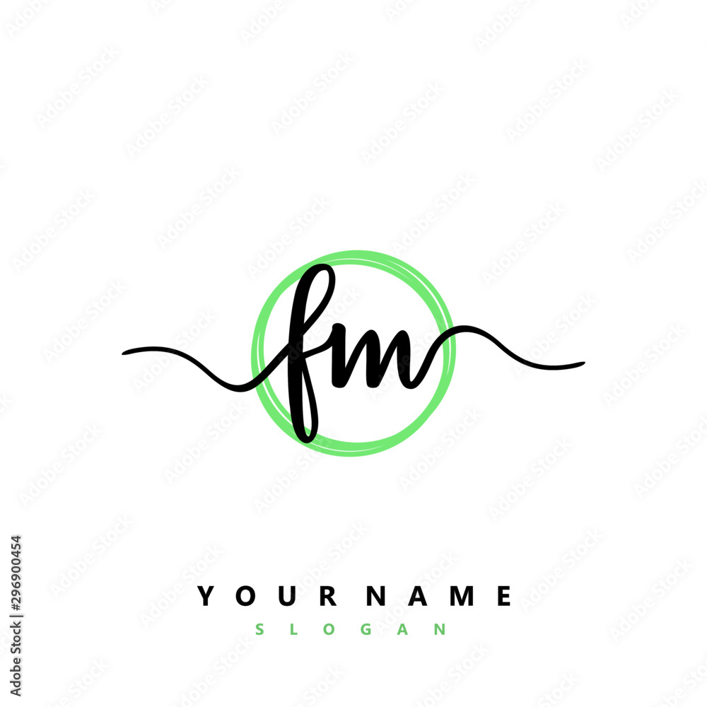 FM Initial handwriting logo vector FM Initial handwriting logo vector