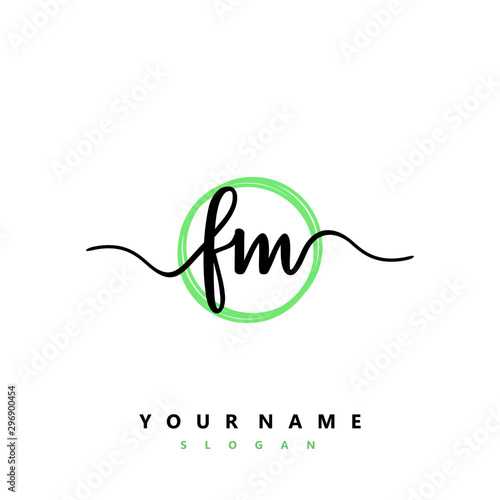 FM Initial handwriting logo vector	