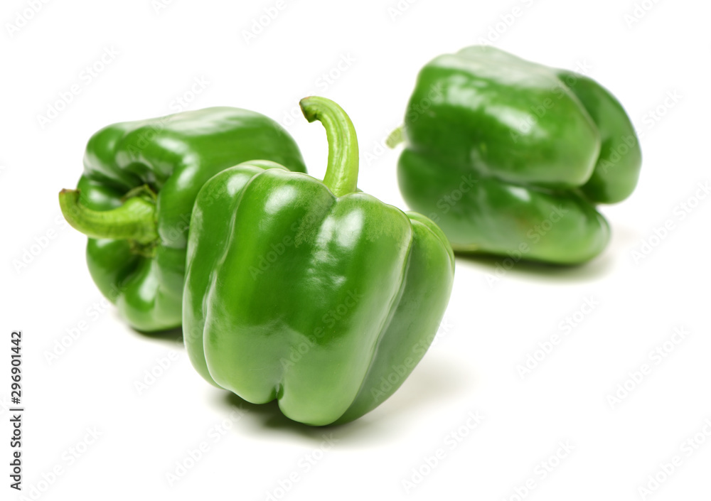 fresh green bell pepper (capsicum) on a white background fresh green bell pepper (capsicum) on a white background