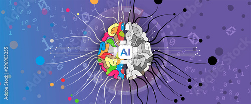 Quantum processing. Deep learning artificial intelligence. Future new technology  for business or science presentation