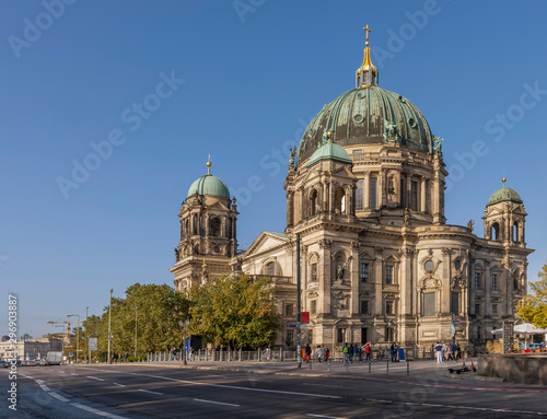 The imposing Cathedral of Berlin, Germany, on a beautiful sunny day