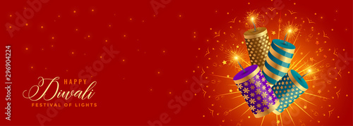 beautiful happy diwali crackers celebration banner design