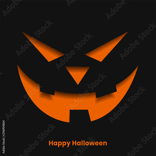 scary halloween ghost face in paper cut style background