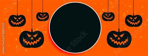 happy halloween orange banner with text space