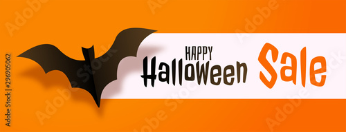 happy halloween yellow sale banner design concept