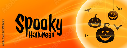 spooky halloween banner with hanging pumpkin shapes