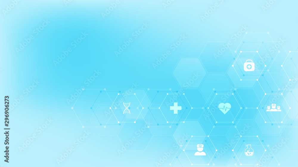Abstract medical background with flat icons and symbols. Template design with concept and idea for healthcare technology, innovation medicine, health, science and research. Abstract medical background with flat icons and symbols. Template design with concept and idea for healthcare technology, innovation medicine, health, science and research.