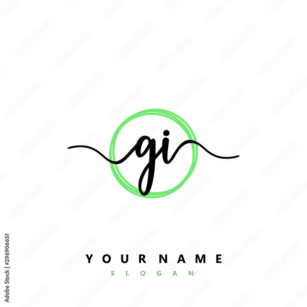 GI Initial handwriting logo vector GI Initial handwriting logo vector
