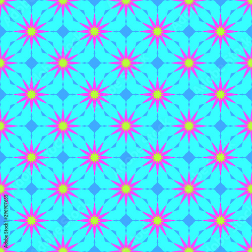 Abstract floral seamless pattern on the blue background