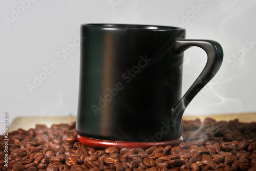 Coffee cup and coffee  beans