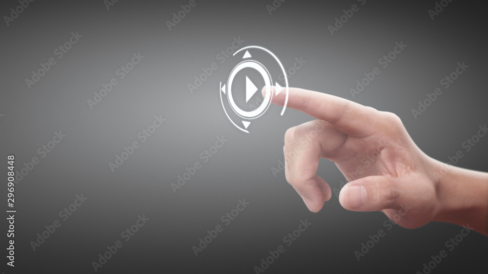 Hands touching button screen interface global connection customer networking Hands touching button screen interface global connection customer networking