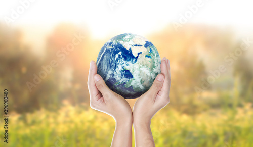 Fototapeta Naklejka Na Ścianę i Meble -  Globe ,earth in human hand, Earth image provided by Nasa