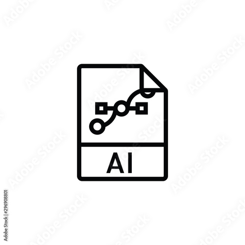 Artificial intelligence document icon vector. AI file symbol. Linear style sign for mobile concept and web design. Artificial intelligence document symbol illustration. Pixel vector graphics - Vector.