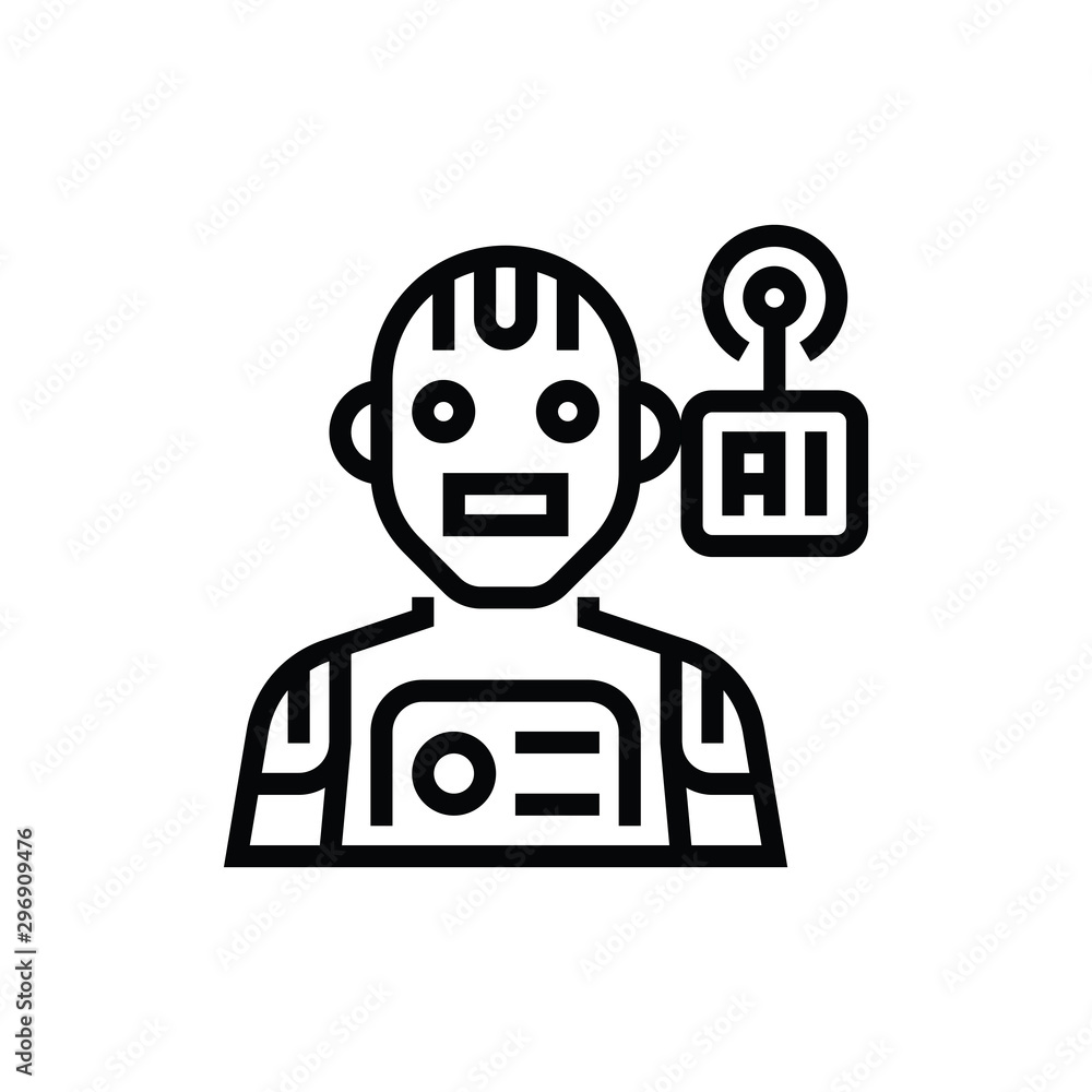 AI robot icon vector. Linear style sign for mobile concept and web design.  AI robot symbol illustration. Pixel vector graphics - Vector. Stock Vector  | Adobe Stock