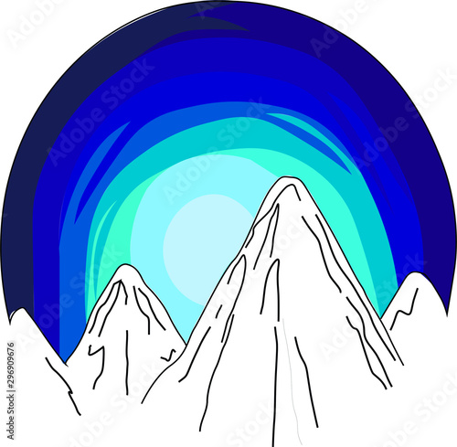 Abstract blue landscape with mountains