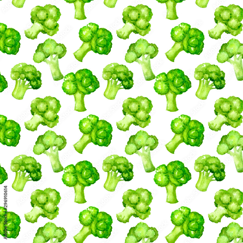Hand drawn watercolor broccoli pattern Hand drawn watercolor broccoli pattern