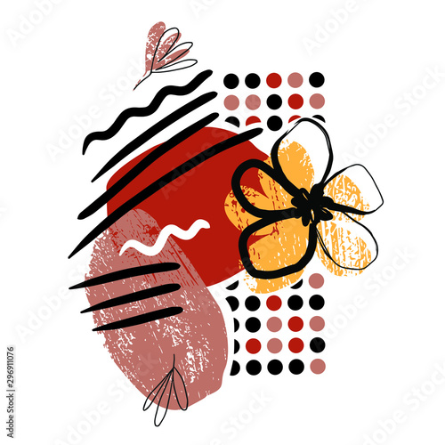 Greeting Card with Floral Elements.