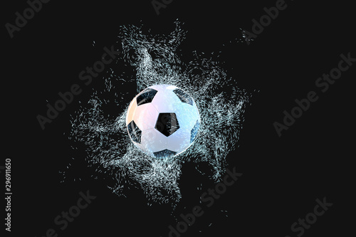 Burning football with dark background  3d rendering.