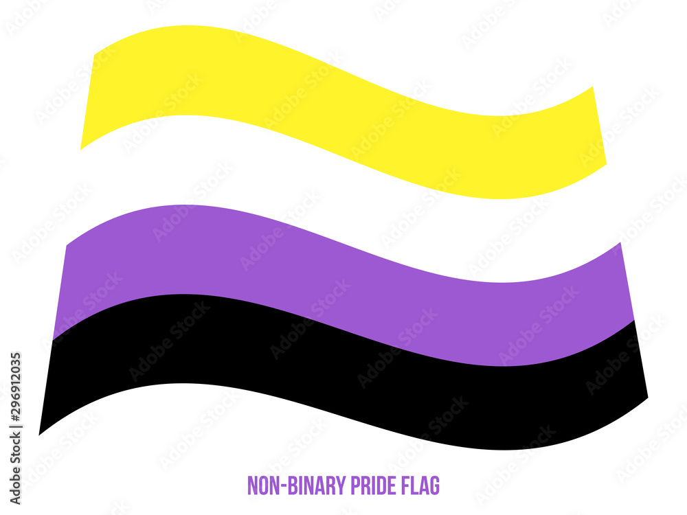 Obraz premium Non-Binary Pride Flag Waving Vector Illustration Designed with Correct Color Scheme.