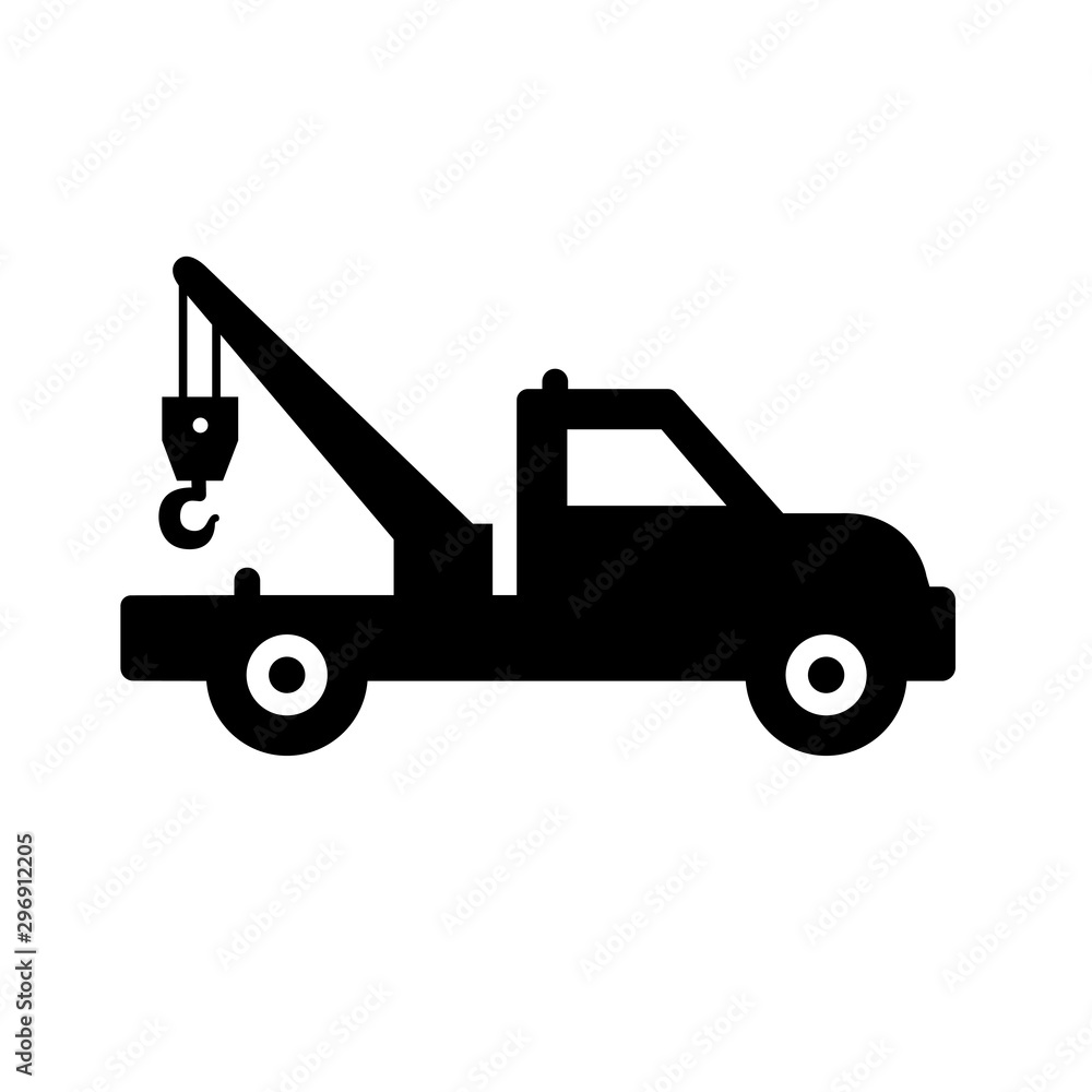 Tow truck icon vector, filled flat sign, solid pictogram isolated on white. Symbol, logo illustration. Pixel perfect Tow truck icon vector, filled flat sign, solid pictogram isolated on white. Symbol, logo illustration. Pixel perfect