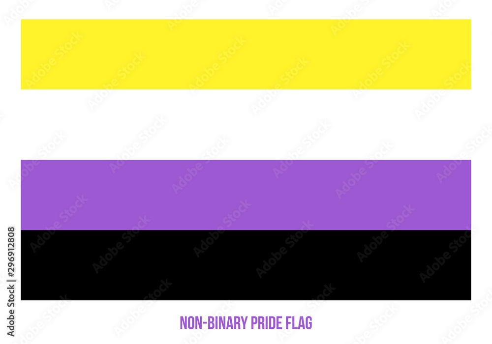 Non-Binary Pride Flag Vector Illustration Designed with Correct Color Scheme.
