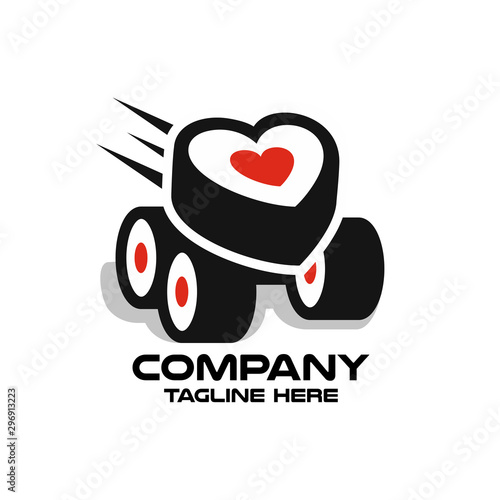 Modern logo sushi and seafood delivery. Vector illustration.